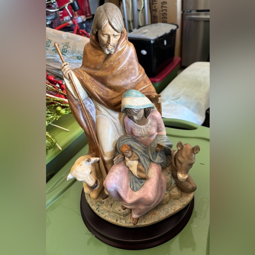 Nativity Scene Figurine with Brown and Pink Accents